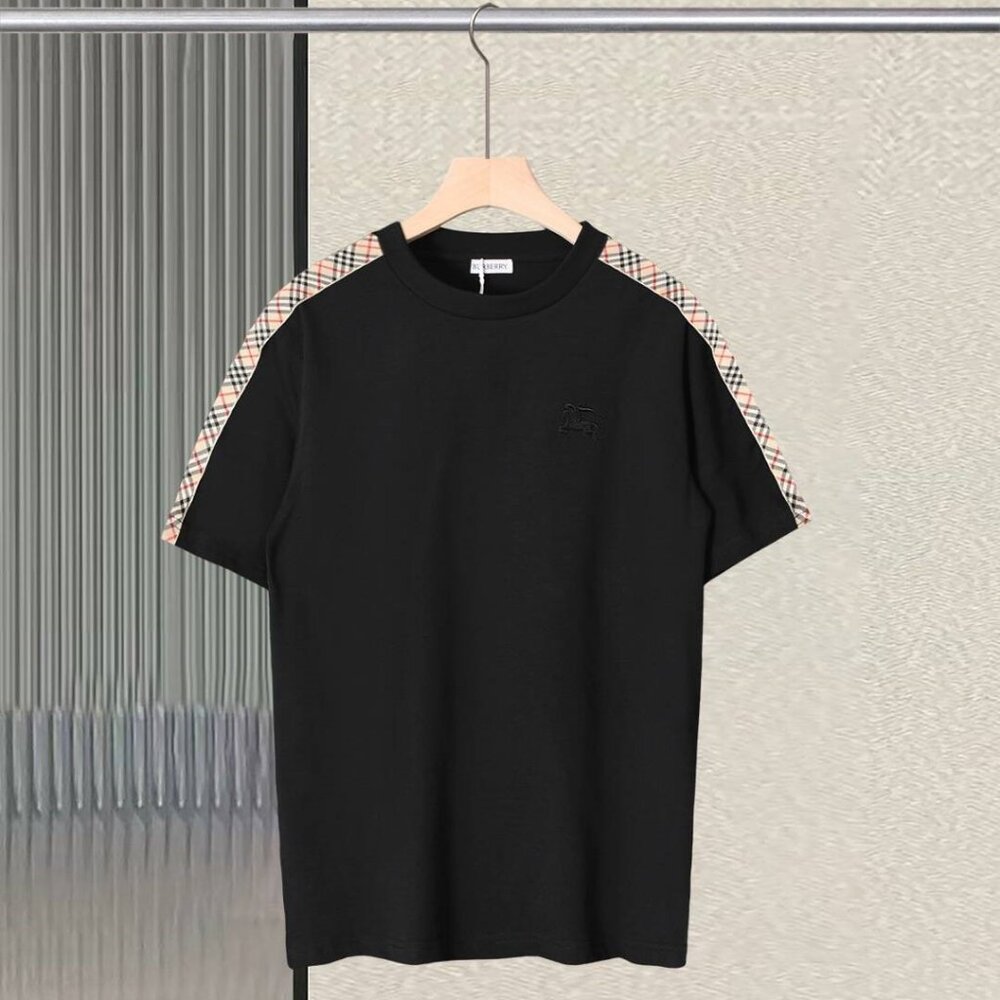 Burberry Checked round neck slim short sleeve T-shirt